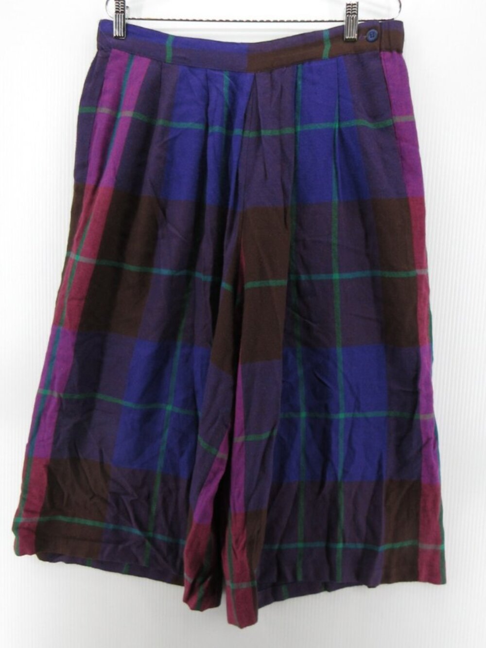 VTG La Chine Classic Pants Large Wool Wide Leg Crop Lagenlook Plaid